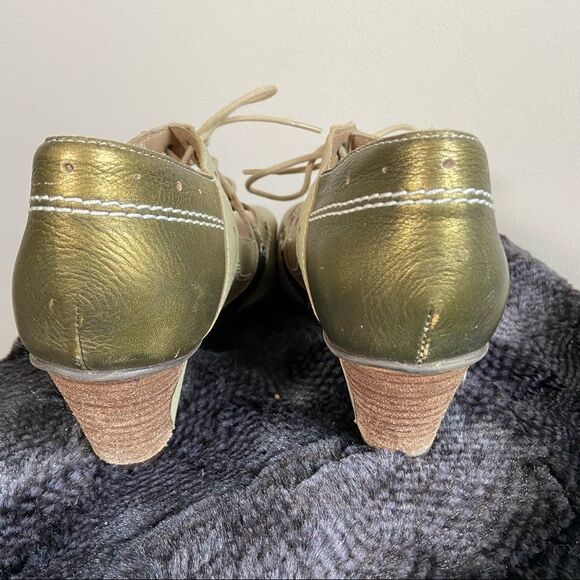 DKODE NWOT Lace Up Mary Jane Peep Toe Heels Two Toned Green Size 37 - Picture 5 of 7